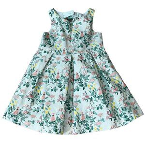Janie and Jack Floral Pique Pleated Dress Blue Coral 2T